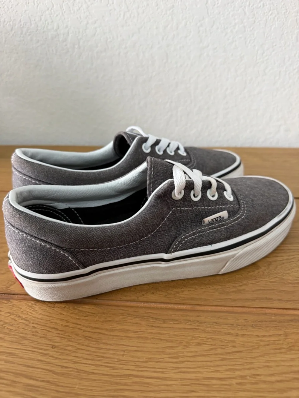 Vans Gray Canvas Low-Top Sneakers with White Trim